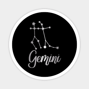 Gemini Zodiac Constellation in Silver - Black Magnet